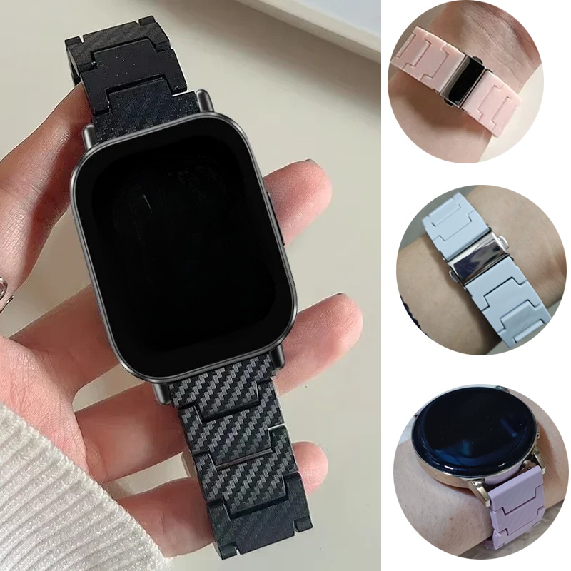 Smartwatch Watch Accessories For Women - 20mm 22mm Carbon Fiber Band For