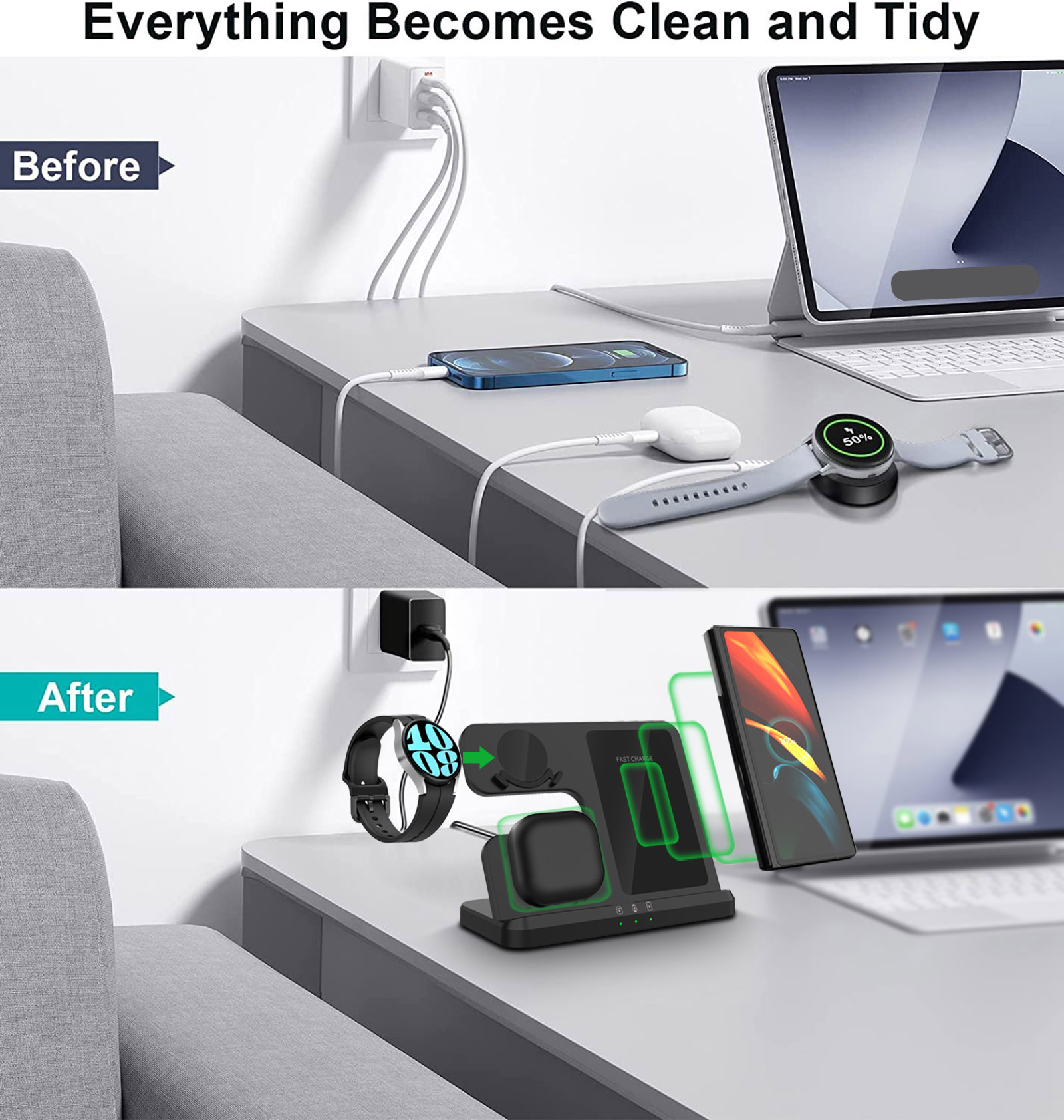 Wireless Charger 3 In 1 Stand  - огляд і ціна Watch Charger Cable
