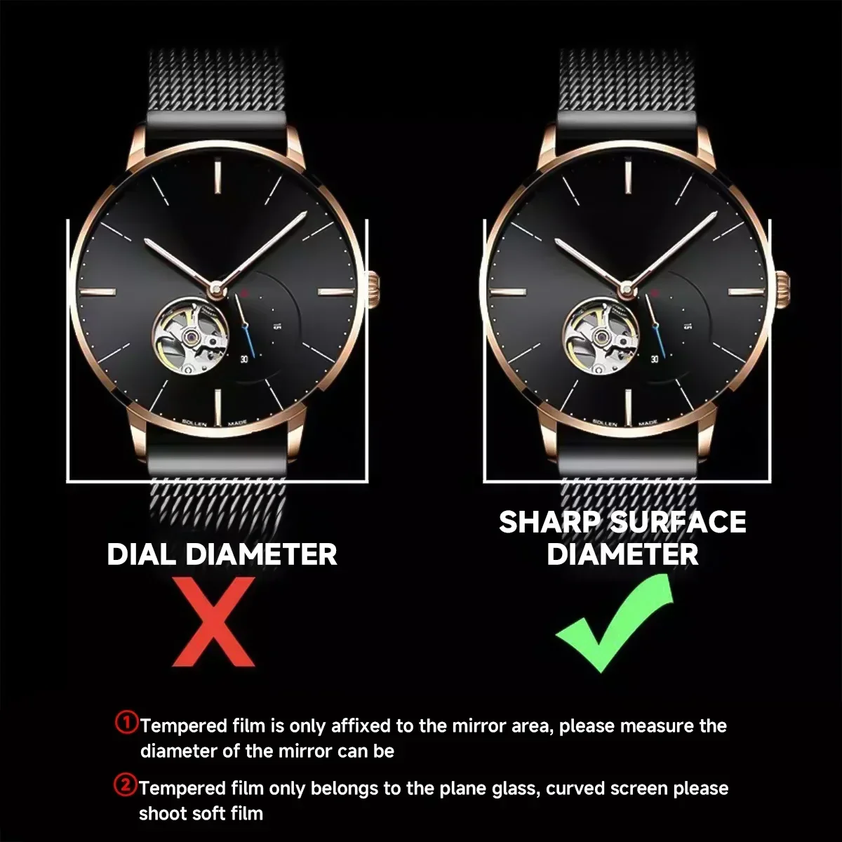 26-46mm Universal Tempered Gla - огляд і ціна Watch Face Protector