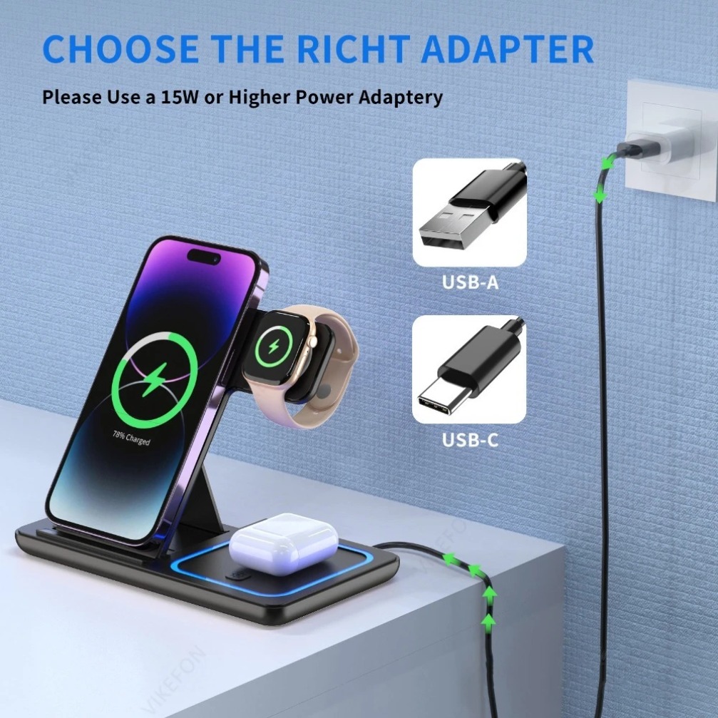 Foldable 3 in 1 Wireless Charg - огляд і ціна Smartwatch Ac